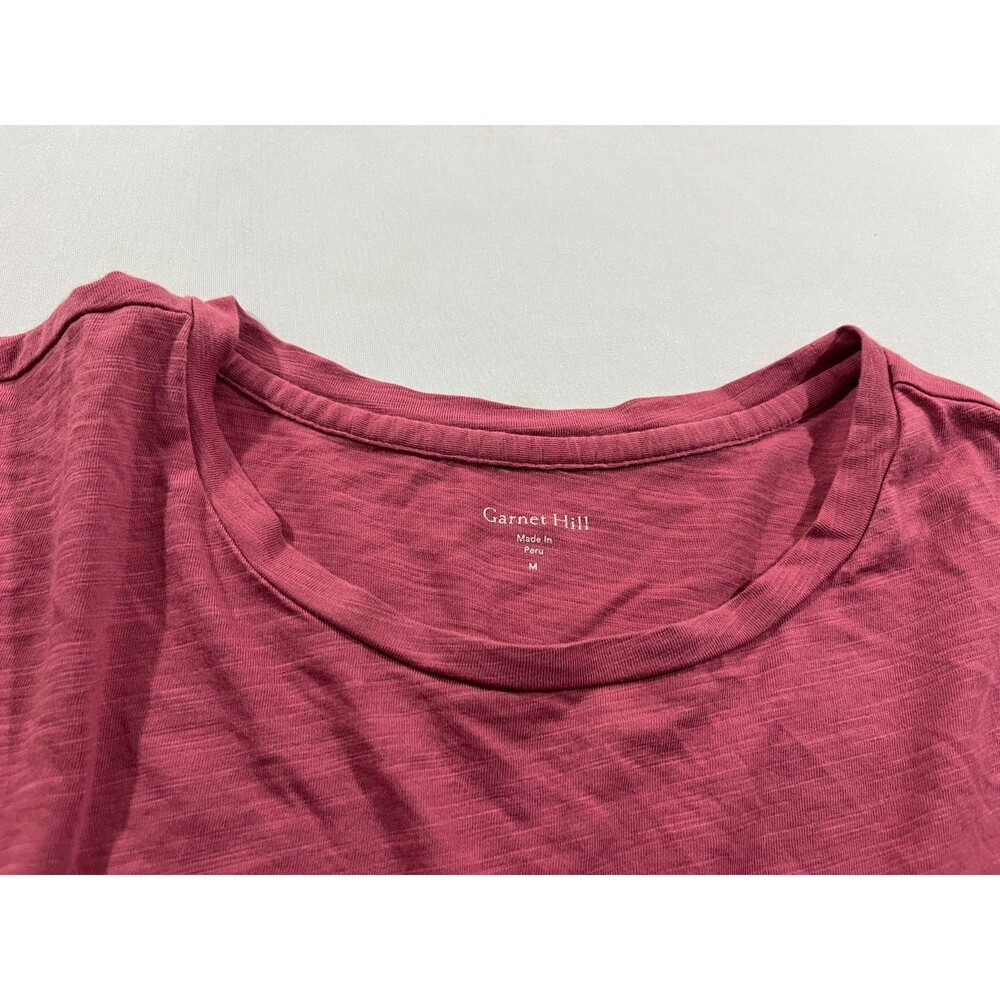 Garnet Hill Top Pink Soft Organic Cotton Blend Long Sleeve Pocket Crew Tee Sz M - Picture 6 of 9